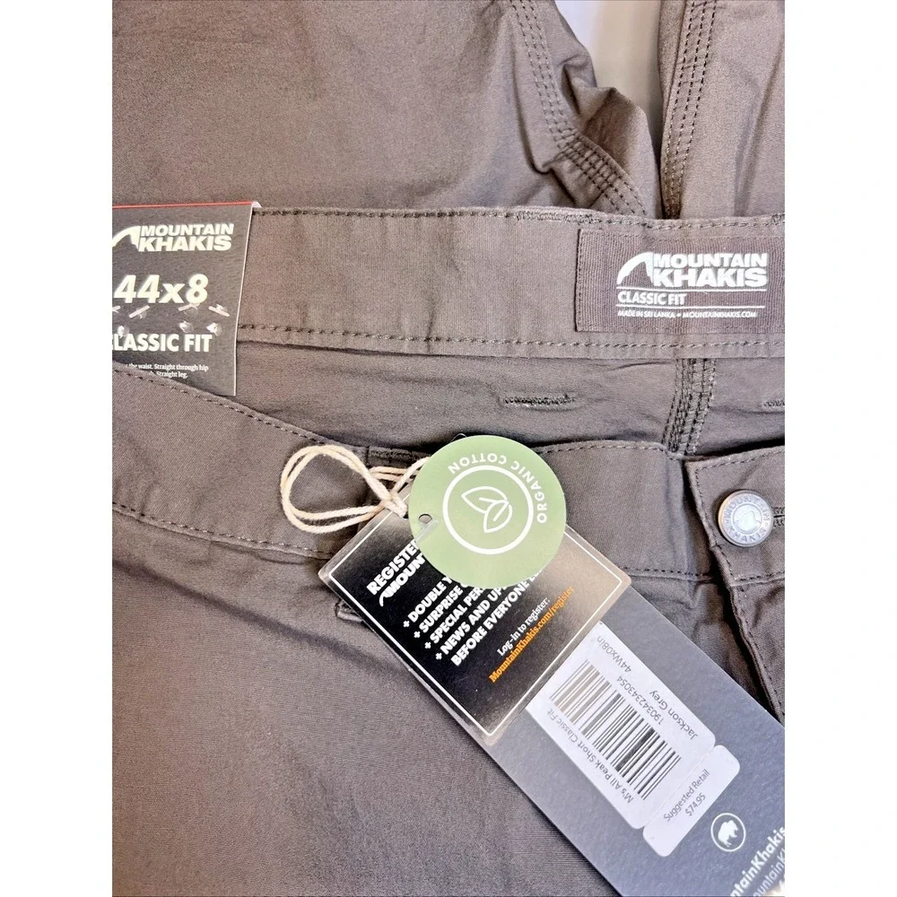 Mountain Khakis Men's All Peak Shorts‎ 44x8 Jackson Grey Classic Fit Cotton NWT